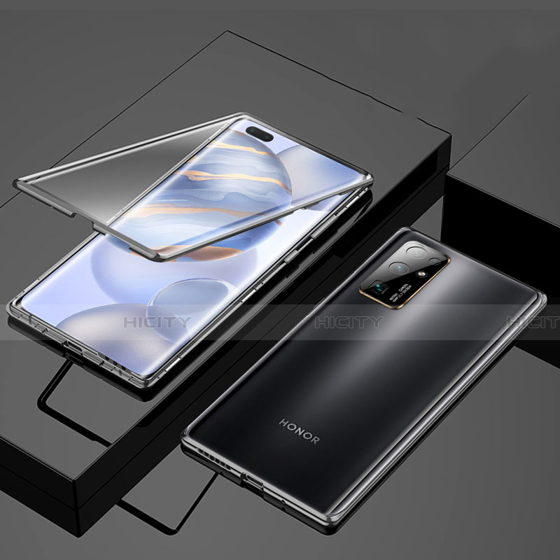 Huawei Honor 30用ケース 高級感 手触り良い アルミメタル 製の金属製 360度 フルカバーバンパー 鏡面 カバー M03 ファーウェイ ブラック