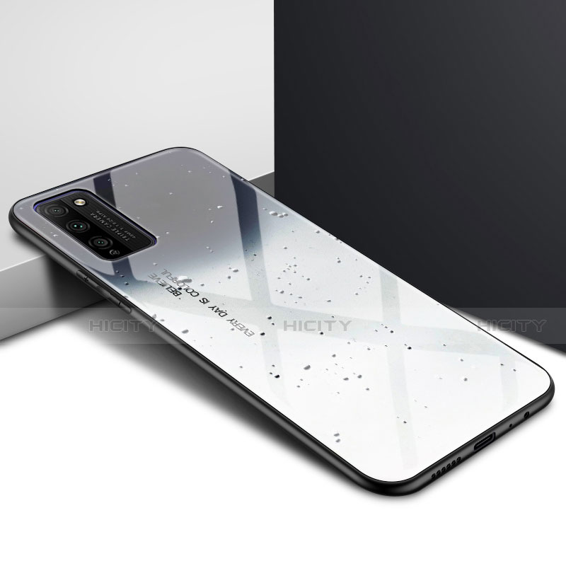 Huawei Honor 30 Lite 5G用ハイブリットバンパーケース クリア透明 プラスチック 鏡面 カバー ファーウェイ グレー