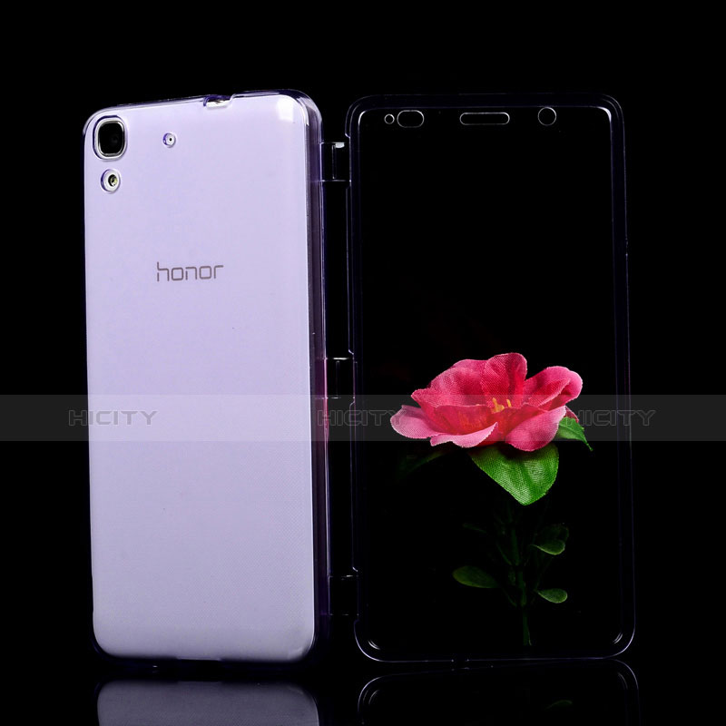 Huawei Honor 4A用ソフトケース フルカバー クリア透明 ファーウェイ パープル