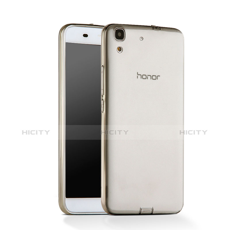 Huawei Honor 4A用極薄ソフトケース シリコンケース 耐衝撃 全面保護 クリア透明 ファーウェイ グレー