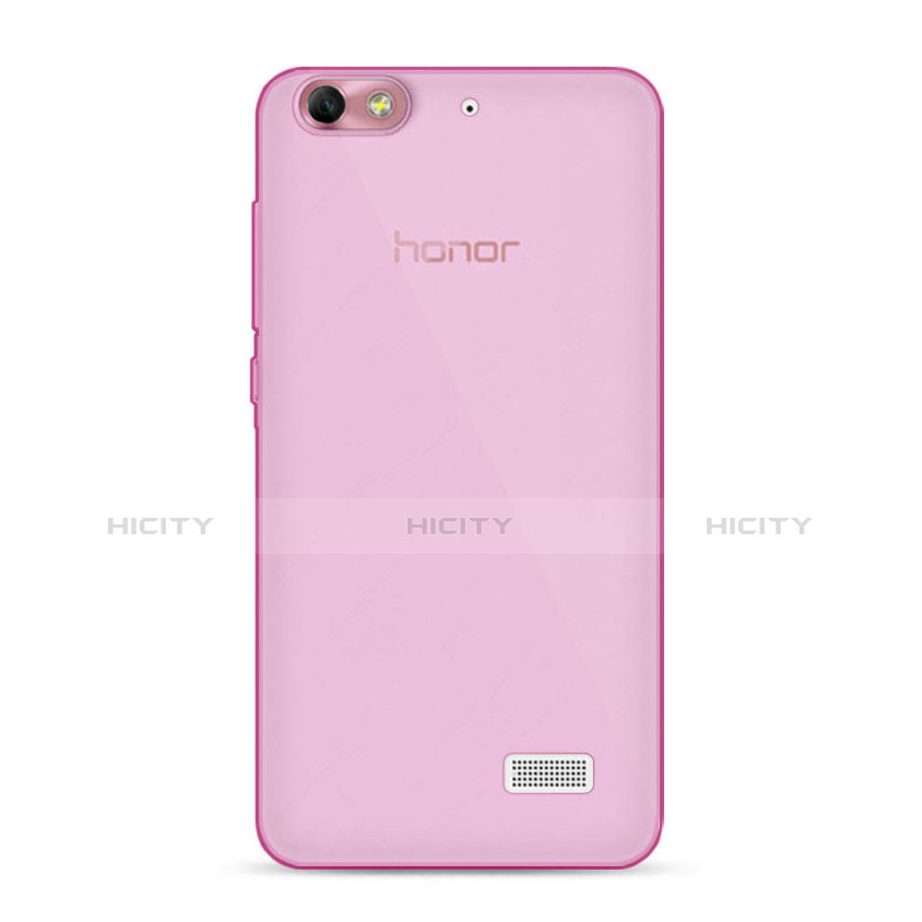 Huawei Honor 4C用極薄ソフトケース シリコンケース 耐衝撃 全面保護 クリア透明 ファーウェイ ピンク