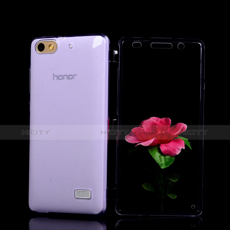 Huawei Honor 4C用ソフトケース フルカバー クリア透明 ファーウェイ パープル
