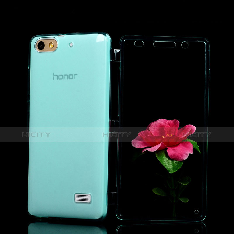 Huawei Honor 4C用ソフトケース フルカバー クリア透明 ファーウェイ ブルー