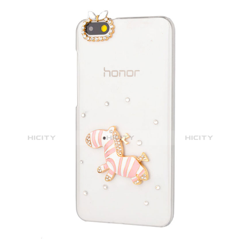 Huawei Honor 4X用ケース ダイヤモンドスワロフスキー ゼブラ柄 ファーウェイ ピンク