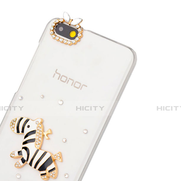 Huawei Honor 4X用ケース ダイヤモンドスワロフスキー ゼブラ柄 ファーウェイ ブラック