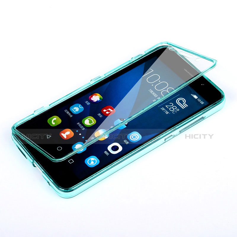 Huawei Honor 4X用ソフトケース フルカバー クリア透明 ファーウェイ ブルー