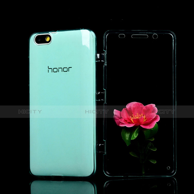 Huawei Honor 4X用ソフトケース フルカバー クリア透明 ファーウェイ ブルー
