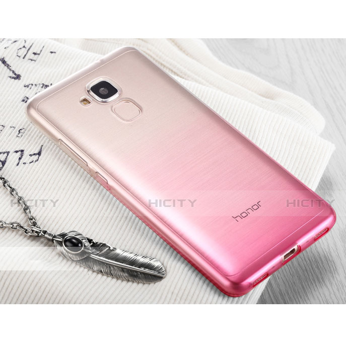 Huawei Honor 5C用極薄ソフトケース グラデーション 勾配色 クリア透明 ファーウェイ ピンク