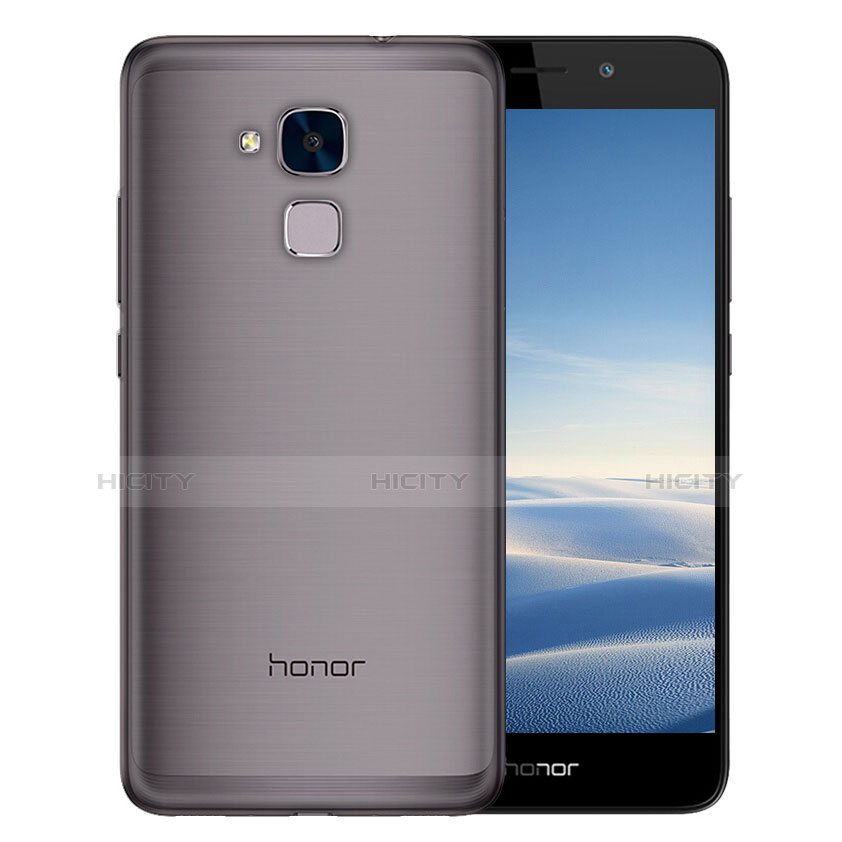 Huawei Honor 5C用極薄ソフトケース シリコンケース 耐衝撃 全面保護 クリア透明 T02 ファーウェイ グレー