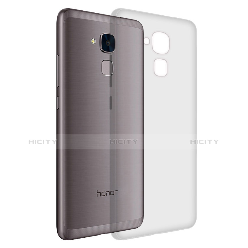 Huawei Honor 5C用極薄ソフトケース シリコンケース 耐衝撃 全面保護 クリア透明 T02 ファーウェイ グレー
