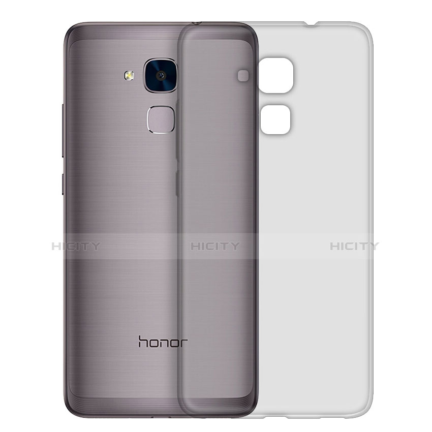 Huawei Honor 5C用極薄ソフトケース シリコンケース 耐衝撃 全面保護 クリア透明 T02 ファーウェイ グレー