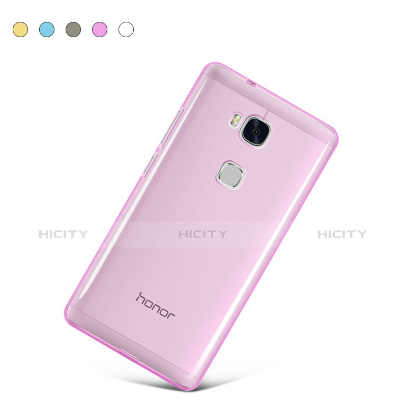 Huawei Honor 5X用極薄ソフトケース シリコンケース 耐衝撃 全面保護 クリア透明 カバー ファーウェイ ピンク
