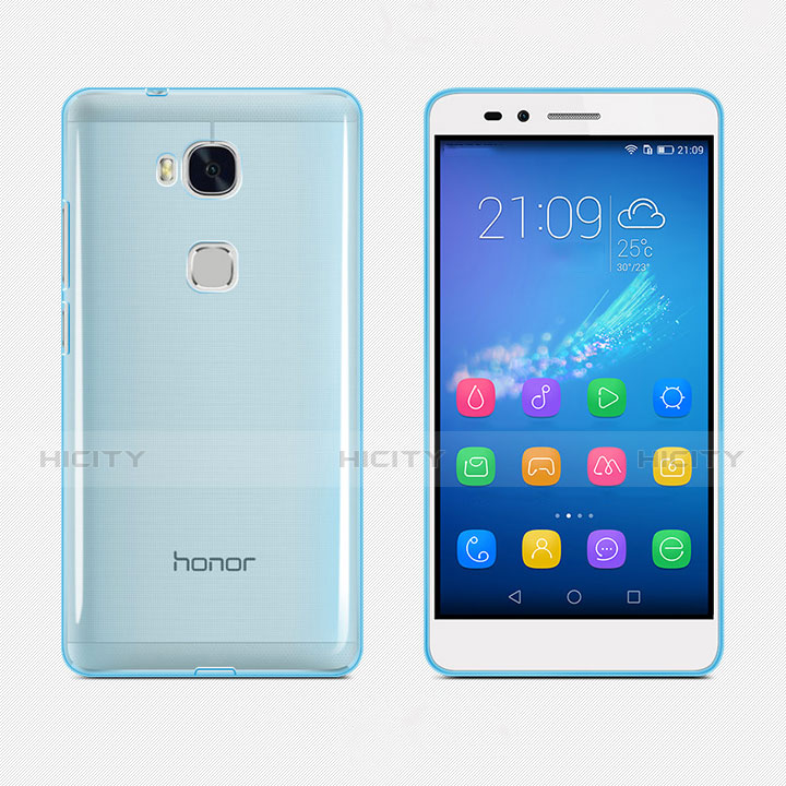 Huawei Honor 5X用極薄ソフトケース シリコンケース 耐衝撃 全面保護 クリア透明 カバー ファーウェイ ネイビー
