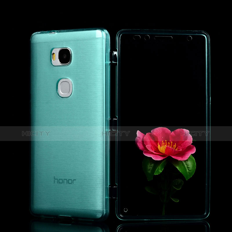 Huawei Honor 5X用ソフトケース フルカバー クリア透明 ファーウェイ ブルー