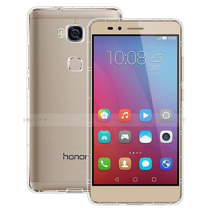 Huawei Honor 5X用極薄ソフトケース シリコンケース 耐衝撃 全面保護 クリア透明 T02 ファーウェイ クリア