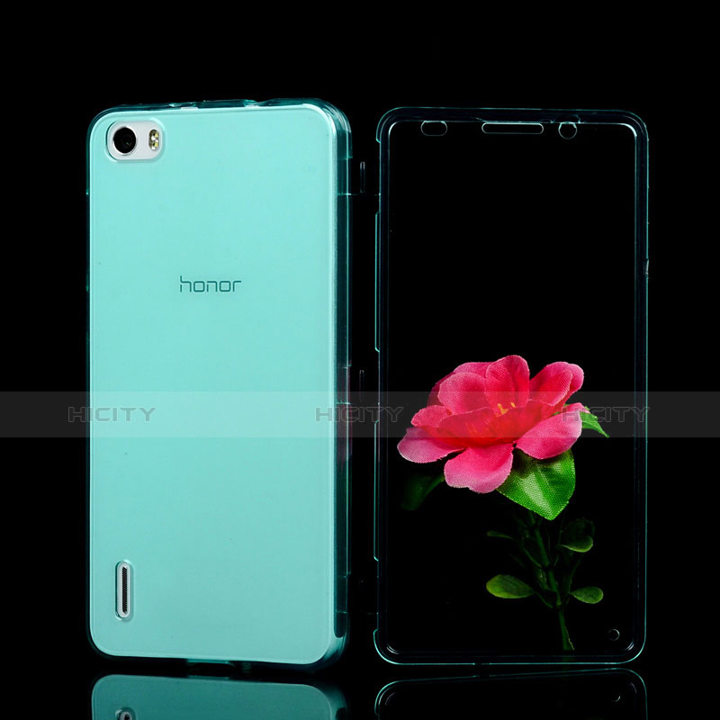 Huawei Honor 6用ソフトケース フルカバー クリア透明 ファーウェイ ブルー