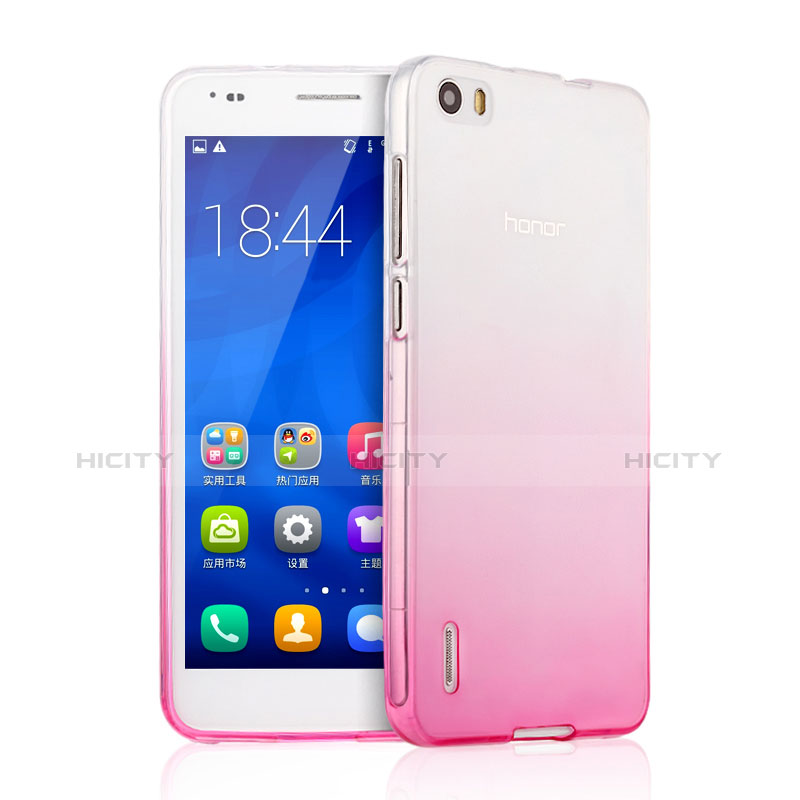 Huawei Honor 6用極薄ソフトケース グラデーション 勾配色 クリア透明 ファーウェイ ピンク