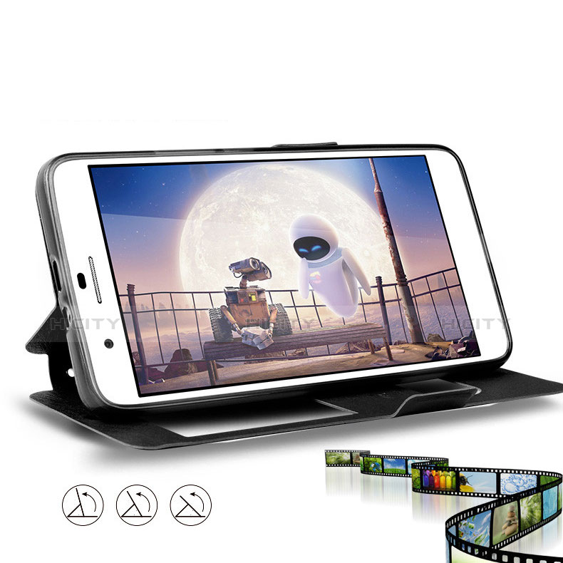 Huawei Honor 6 Plus用手帳型 レザーケース スタンド ファーウェイ ネイビー