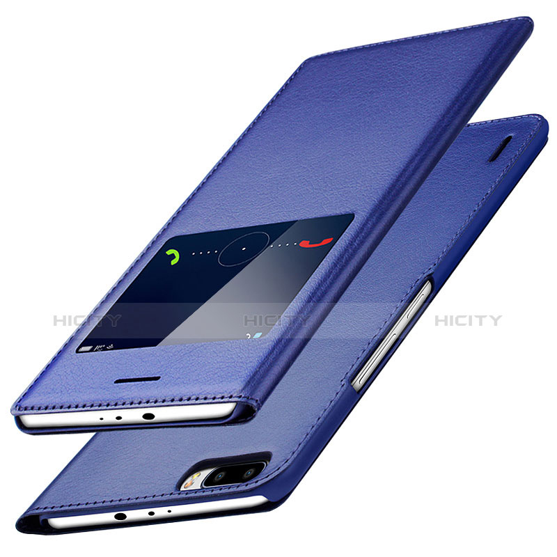 Huawei Honor 6 Plus用手帳型 レザーケース スタンド L01 ファーウェイ ネイビー