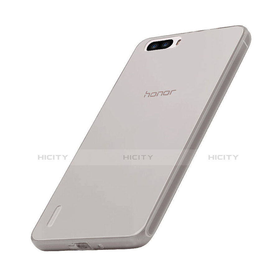 Huawei Honor 6 Plus用極薄ソフトケース シリコンケース 耐衝撃 全面保護 クリア透明 ファーウェイ グレー
