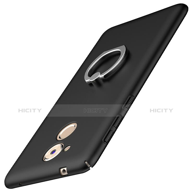 Huawei Honor 6C用ハードケース プラスチック 質感もマット アンド指輪 A01 ファーウェイ ブラック