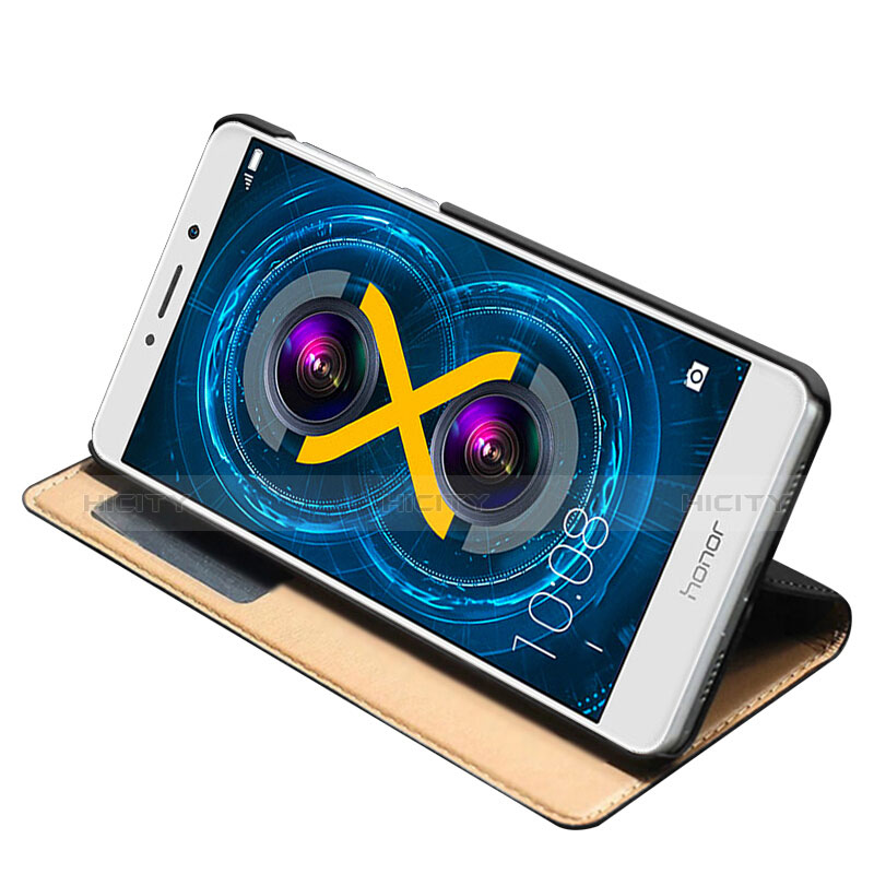 Huawei Honor 6X用手帳型 レザーケース スタンド ファーウェイ ブラック