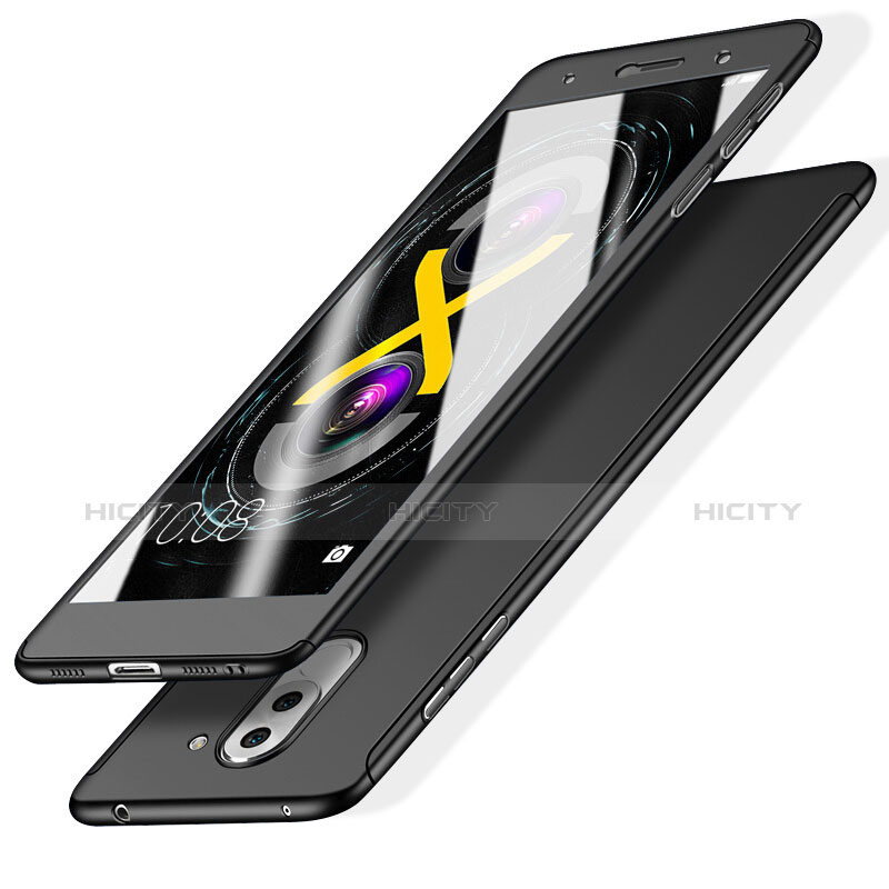 Huawei Honor 6X用ハードケース プラスチック 質感もマット 前面と背面 360度 フルカバー M01 ファーウェイ ブラック