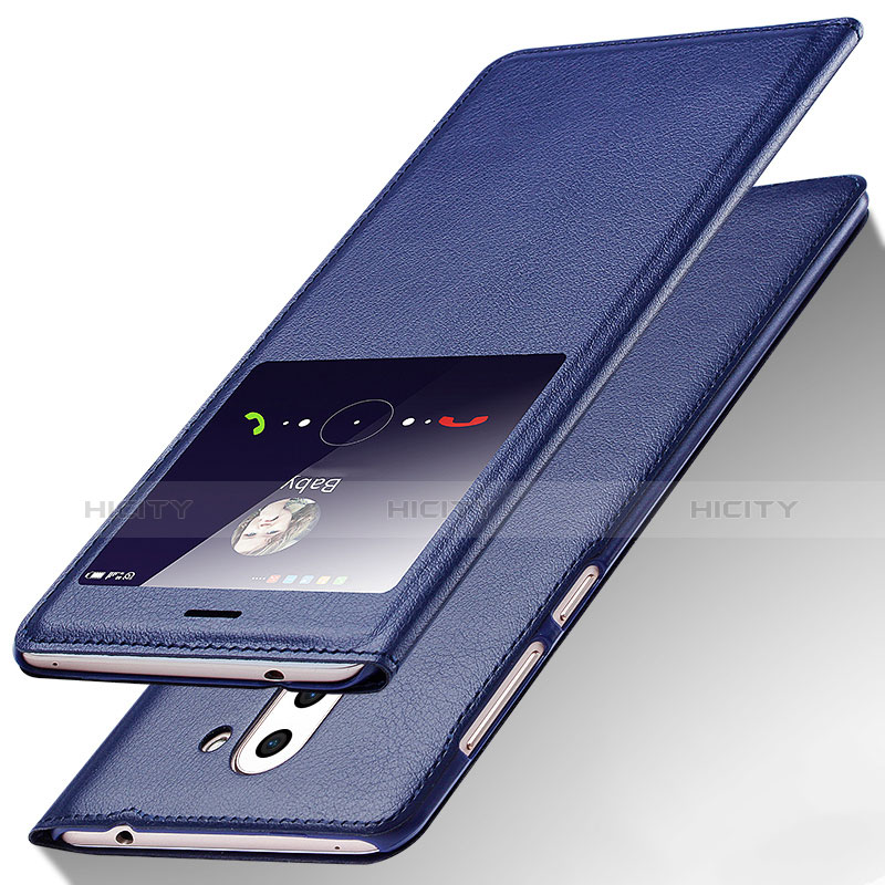 Huawei Honor 6X用手帳型 レザーケース スタンド L01 ファーウェイ ネイビー