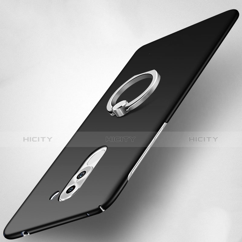 Huawei Honor 6X用ハードケース プラスチック 質感もマット アンド指輪 A03 ファーウェイ ブラック