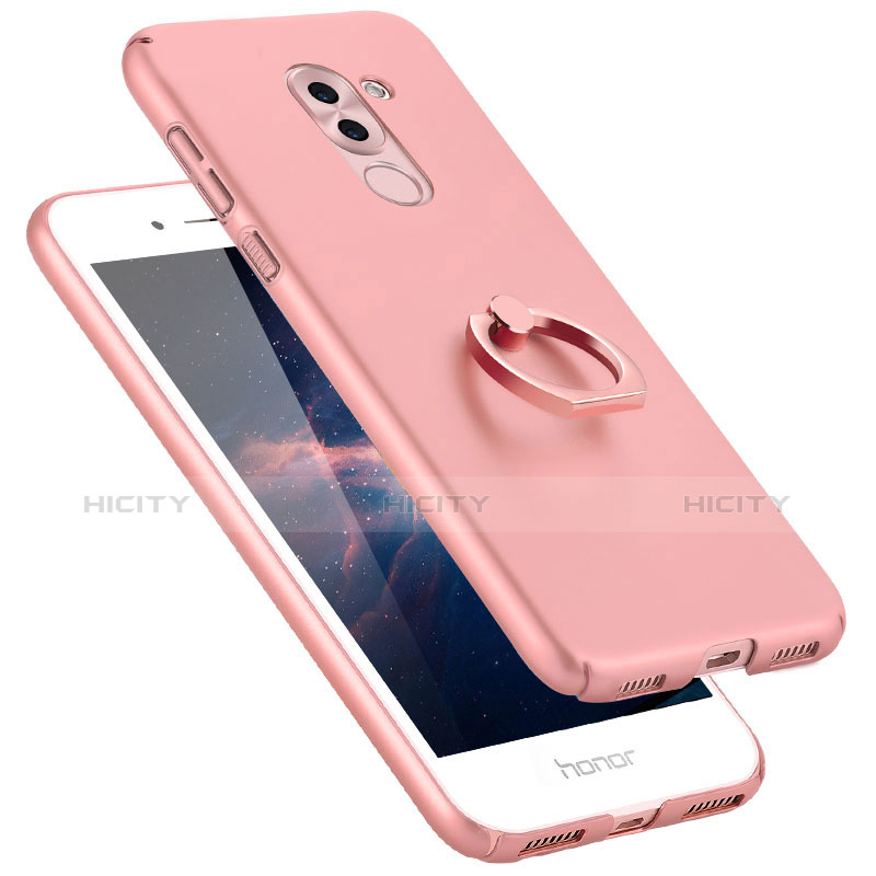 Huawei Honor 6X用ハードケース プラスチック 質感もマット アンド指輪 A06 ファーウェイ ピンク