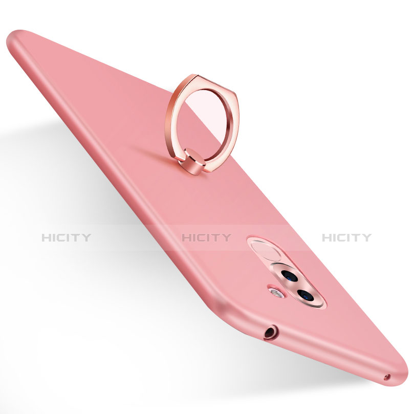 Huawei Honor 6X用ハードケース プラスチック 質感もマット アンド指輪 A06 ファーウェイ ピンク