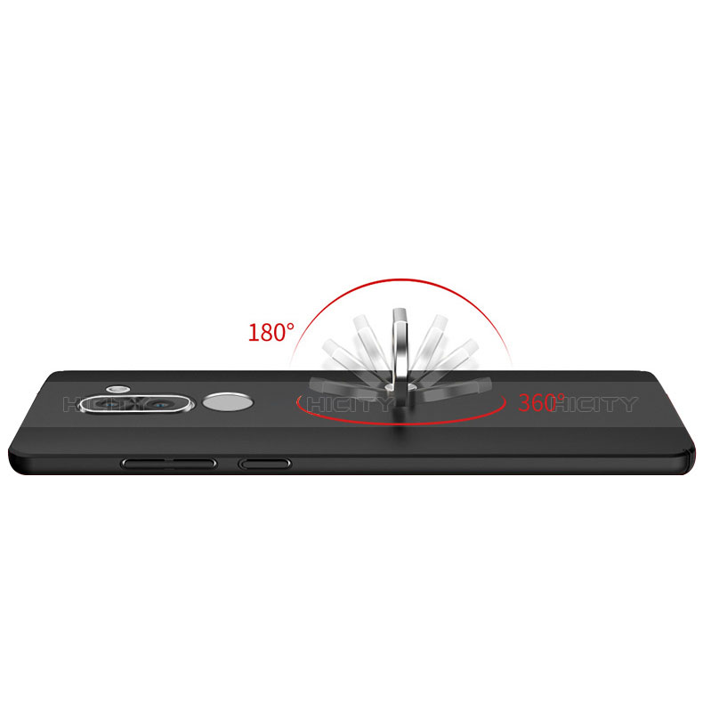 Huawei Honor 6X用ハードケース プラスチック 質感もマット アンド指輪 A07 ファーウェイ ブラック