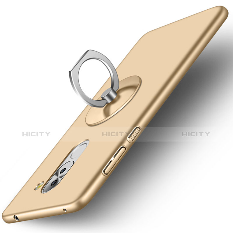 Huawei Honor 6X用ハードケース プラスチック 質感もマット アンド指輪 ファーウェイ ゴールド