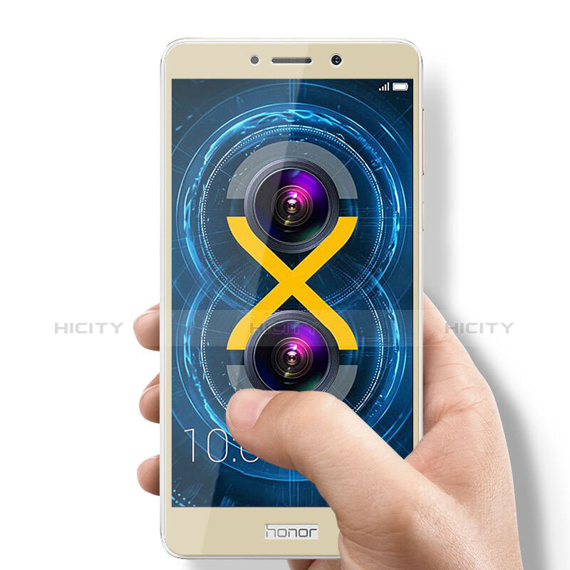 Huawei Honor 6X用強化ガラス フル液晶保護フィルム F02 ファーウェイ ゴールド