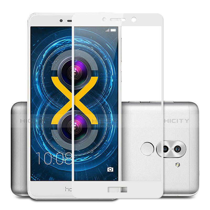 Huawei Honor 6X用強化ガラス フル液晶保護フィルム F02 ファーウェイ ホワイト