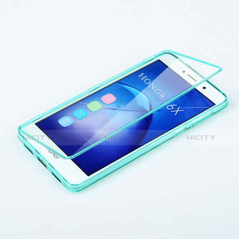 Huawei Honor 6X Pro用ソフトケース フルカバー クリア透明 ファーウェイ ブルー