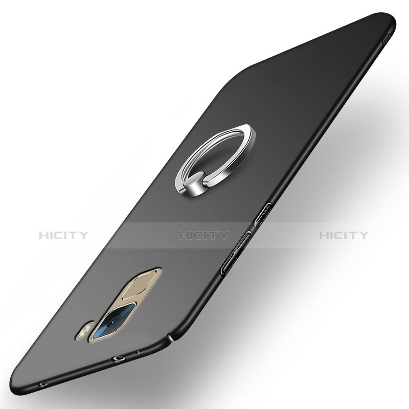 Huawei Honor 7用ハードケース プラスチック 質感もマット アンド指輪 A02 ファーウェイ ブラック