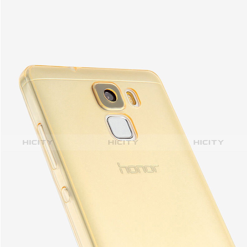 Huawei Honor 7用極薄ソフトケース シリコンケース 耐衝撃 全面保護 クリア透明 ファーウェイ ゴールド