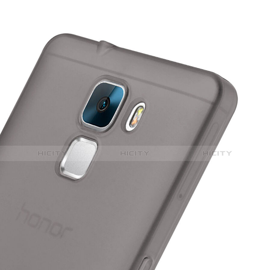 Huawei Honor 7用極薄ソフトケース シリコンケース 耐衝撃 全面保護 クリア透明 カバー ファーウェイ グレー
