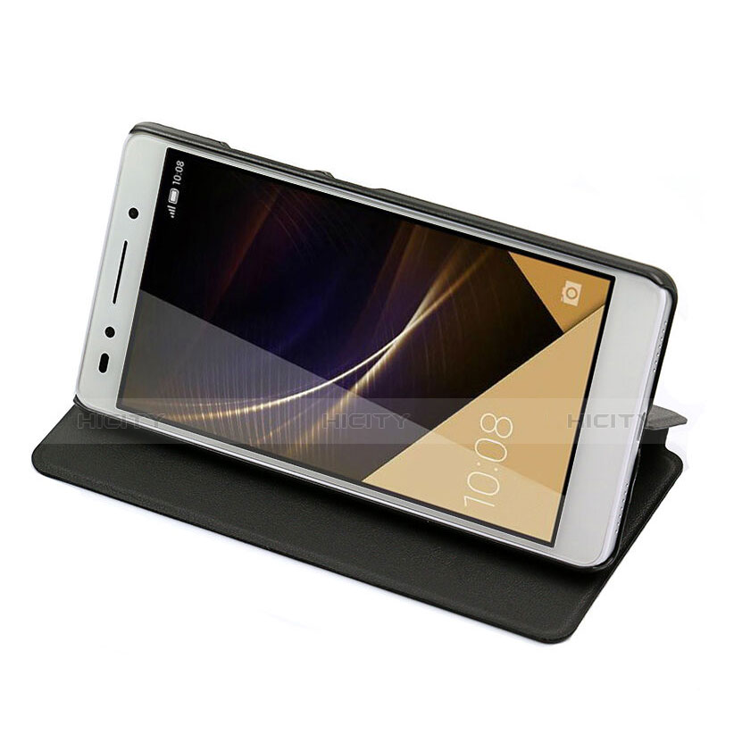 Huawei Honor 7 Dual SIM用手帳型 レザーケース スタンド ファーウェイ ブラック