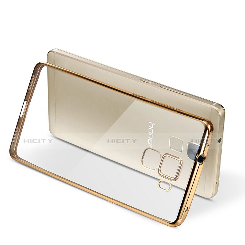 Huawei Honor 7 Dual SIM用極薄ソフトケース シリコンケース 耐衝撃 全面保護 クリア透明 T06 ファーウェイ ゴールド