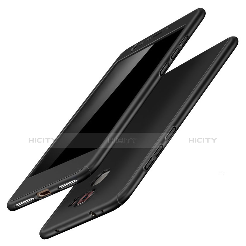 Huawei Honor 7 Dual SIM用ハードケース プラスチック 質感もマット 前面と背面 360度 フルカバー ファーウェイ ブラック