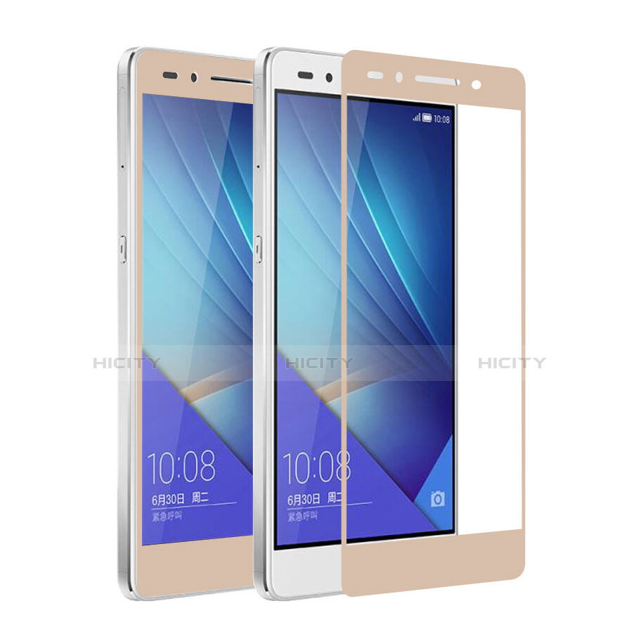 Huawei Honor 7 Dual SIM用強化ガラス フル液晶保護フィルム ファーウェイ ゴールド