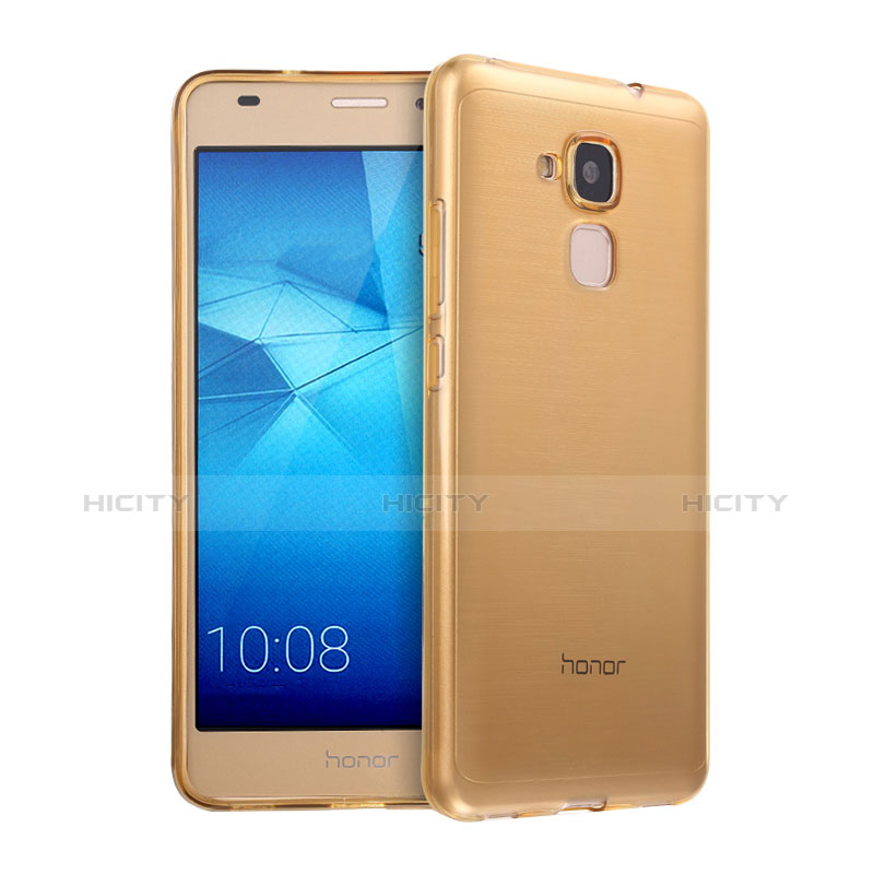 Huawei Honor 7 Lite用極薄ソフトケース シリコンケース 耐衝撃 全面保護 クリア透明 ファーウェイ ゴールド