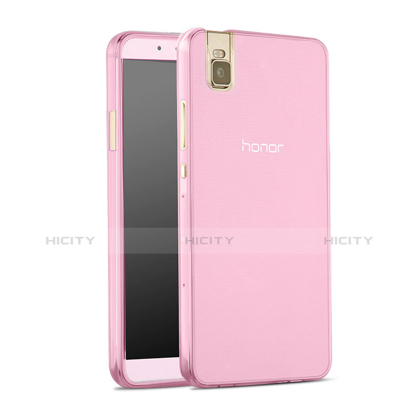 Huawei Honor 7i shot X用極薄ソフトケース シリコンケース 耐衝撃 全面保護 クリア透明 ファーウェイ ピンク