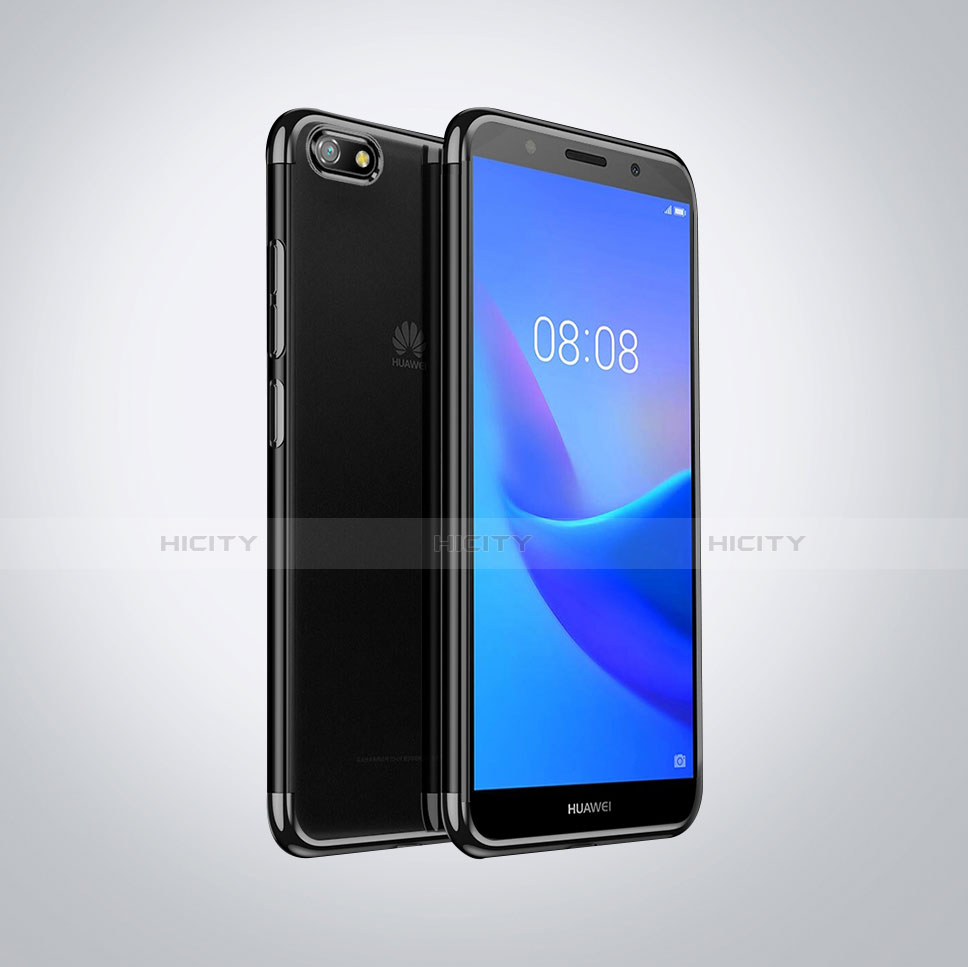 Huawei Honor 7S用極薄ソフトケース シリコンケース 耐衝撃 全面保護 クリア透明 S01 ファーウェイ ブラック