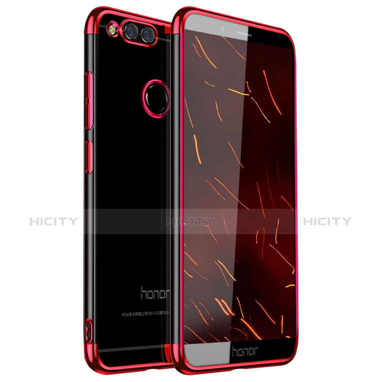 Huawei Honor 7X用極薄ソフトケース シリコンケース 耐衝撃 全面保護 クリア透明 H01 ファーウェイ レッド