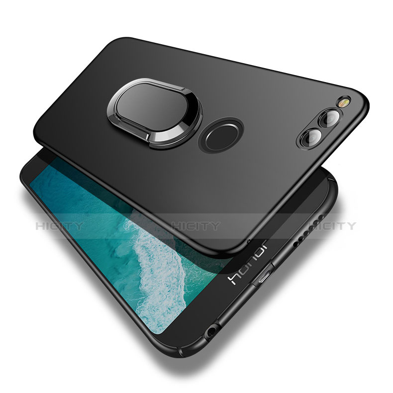 Huawei Honor 7X用ハードケース プラスチック 質感もマット アンド指輪 ファーウェイ ブラック