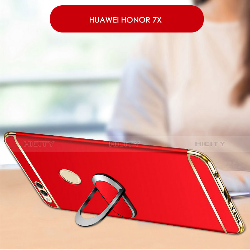 Huawei Honor 7X用ケース 高級感 手触り良い メタル兼プラスチック バンパー アンド指輪 亦 ひも ファーウェイ 