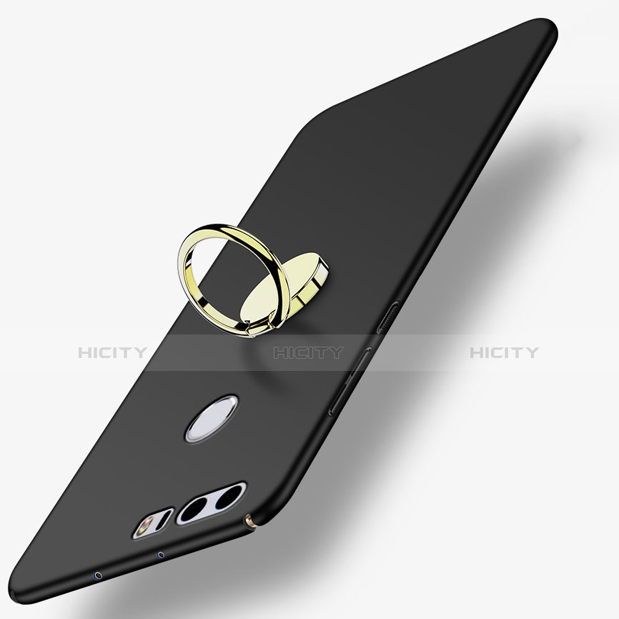 Huawei Honor 8用ハードケース プラスチック 質感もマット アンド指輪 A03 ファーウェイ ブラック